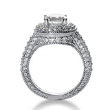 14k White gold Vintage Halo Diamond Semi-Mount thumbnail 2