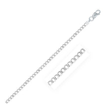 Load image into Gallery viewer, Rhodium Plated Sterling Silver Curb Style Chain (3.00 mm)