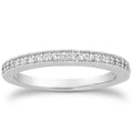 14K white gold ring with round diamond stones in half-around pave setting