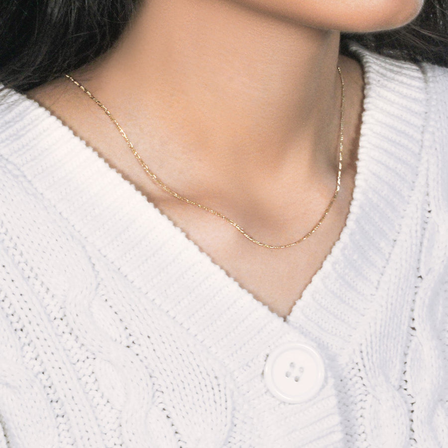 14k Yellow Gold Solid Figaro Chain (1.30 mm)