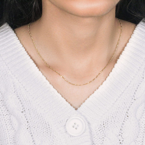 14k Yellow Gold Solid Figaro Chain (1.30 mm)
