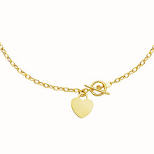 Load image into Gallery viewer, Toggle Bracelet with Heart Charm in 14k Yellow Gold (4.80 mm)