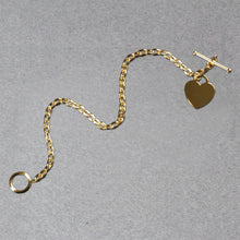 Load image into Gallery viewer, Toggle Bracelet with Heart Charm in 14k Yellow Gold (4.80 mm)