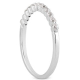14K white gold ring with round floating diamonds in shared prong setting thumbnail 1