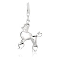 Sterling silver 925 poodle dog charm in profile with top loop for chain