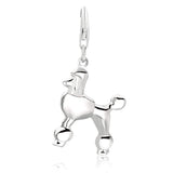 Sterling silver 925 poodle dog charm in profile with top loop for chain thumbnail 1