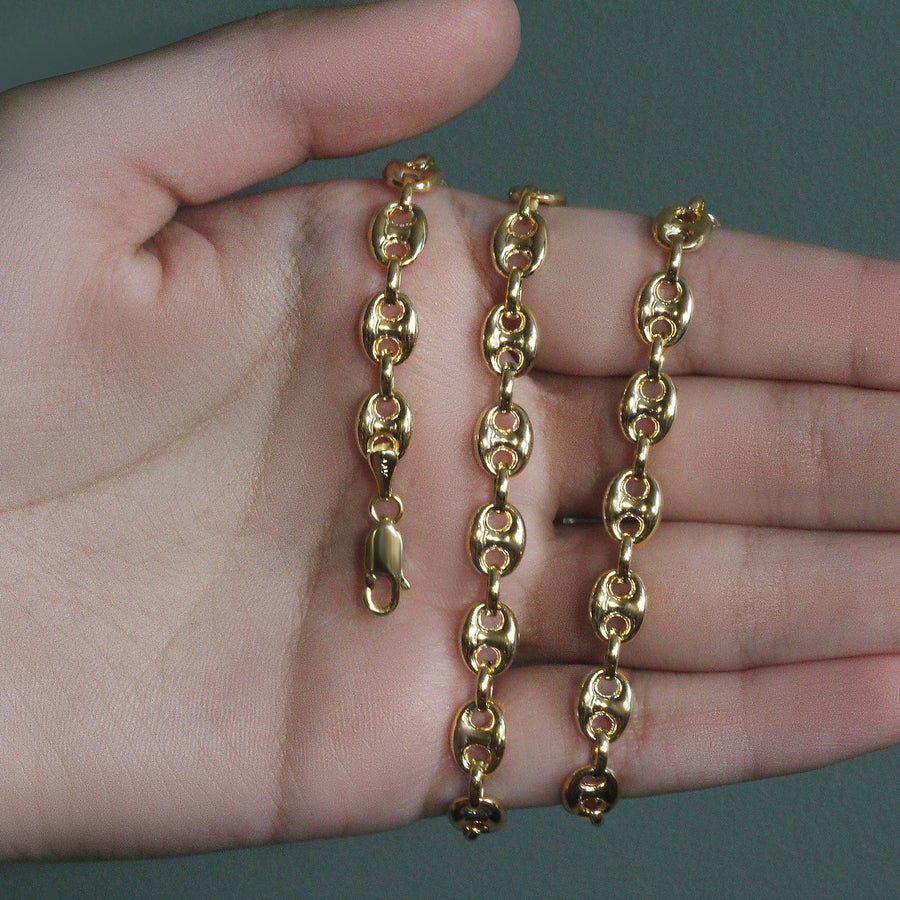 14k Yellow Gold Puffed Mariner Link Chain (6.80 mm)