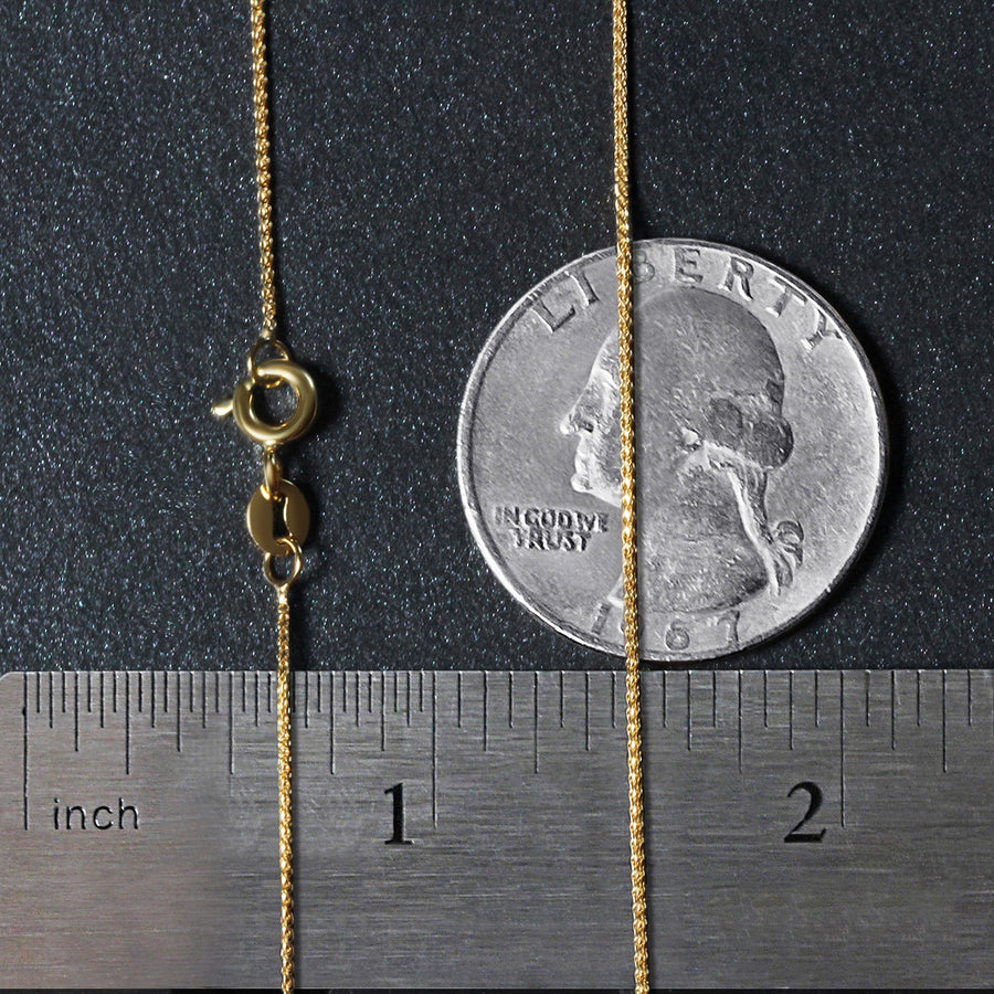 14k Yellow Gold Diamond Cut Round Wheat Chain (0.60 mm)