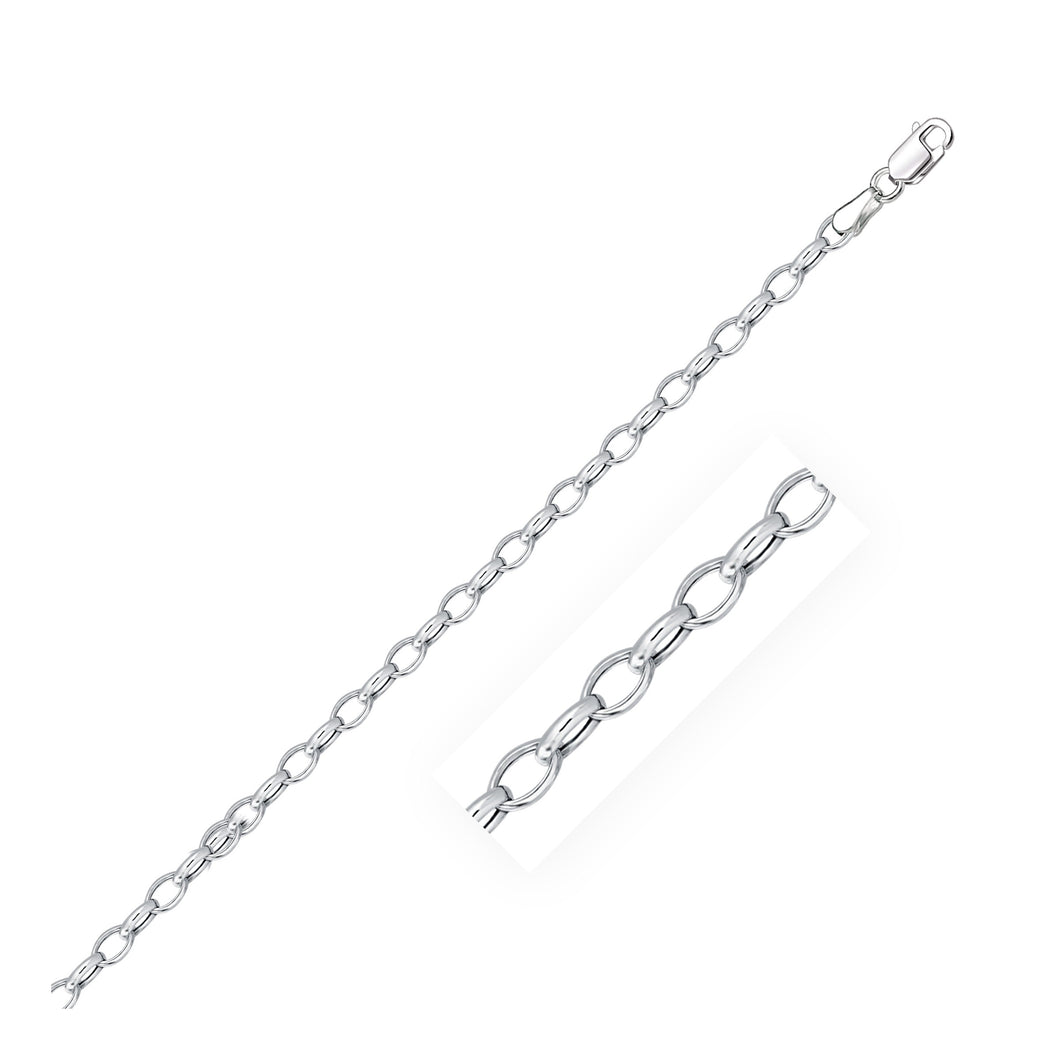 14k White Gold Oval Rolo Bracelet  (3.20 mm)