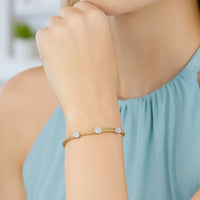 14k Two-Tone Gold Diamond Accent Station Basket Weave Bracelet (3.80 mm)