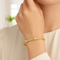 14k Two-Tone Gold Diamond Accent Station Basket Weave Bracelet (3.80 mm)