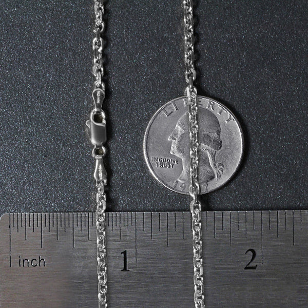 14k White Gold Diamond Cut Cable Link Chain (2.90 mm)