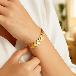 Heart Link Bracelet in 14K Yellow Gold