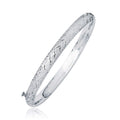 14K white gold children's weave bangle with diamond-cut dome detailing