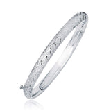 14K white gold children's weave bangle with diamond-cut dome detailing thumbnail 1