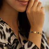 Black Onyx Gem Alternating Bracelet in 14K Yellow Gold (5.00 mm) thumbnail 3