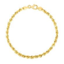 Load image into Gallery viewer, 14k Yellow Gold Solid Diamond Cut Rope Bracelet (4.00 mm)