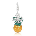Sterling silver pineapple charm with multi color enamel finish