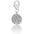 925 sterling silver round charm with white-tone round crystal stones