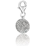 925 sterling silver round charm with white-tone round crystal stones thumbnail 1