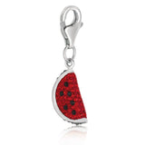 925 sterling silver watermelon charm with red and black crystal pave detail thumbnail 1