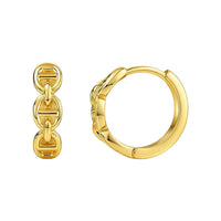 14k Yellow Gold Oval Mariner Huggies