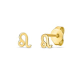 14k Yellow Gold Leo Stud Earrings thumbnail 1