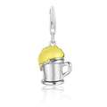Sterling silver 925 beer mug charm with yellow enamel detailing