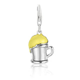 Sterling silver 925 beer mug charm with yellow enamel detailing thumbnail 1