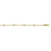 14k Yellow Gold Anklet with Round White Cubic Zirconia