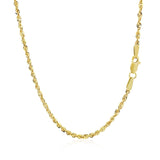 10K Yellow Gold Hollow Diamond Cut Rope Chain (2.00 mm) thumbnail 3
