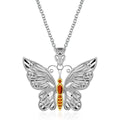 14K yellow gold and sterling silver butterfly pendant with two-tone wings