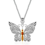Designer Sterling Silver and 14K Yellow Gold Butterfly Pendant thumbnail 1