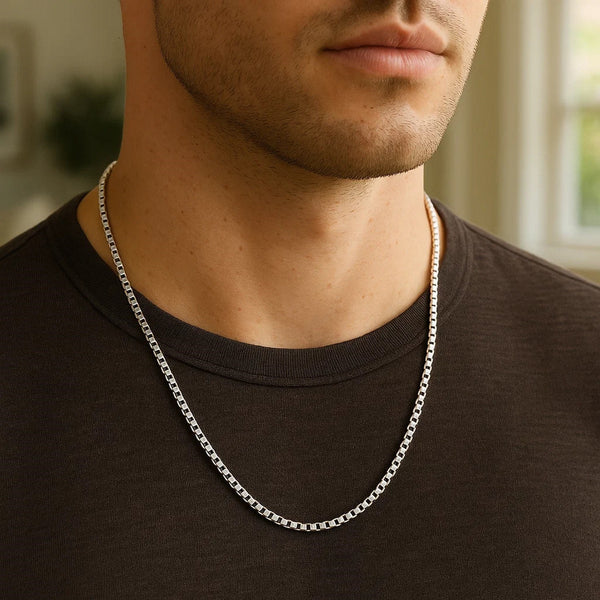 14k White Gold Round Box Chain (2.5 mm)