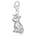 Sterling silver 925 sitting dog charm with cast facial and tail details