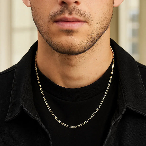 14k Yellow Gold Solid Figaro Chain (2.80 mm)