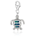 Sterling silver turtle charm with a single opal set in the shell