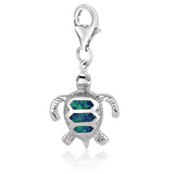 Sterling silver turtle charm with a single opal set in the shell thumbnail 1