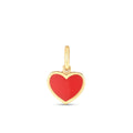 14K yellow gold heart pendant with red enamel front