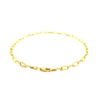 14k Yellow Gold Anklet with Flat Hammered Oval Links