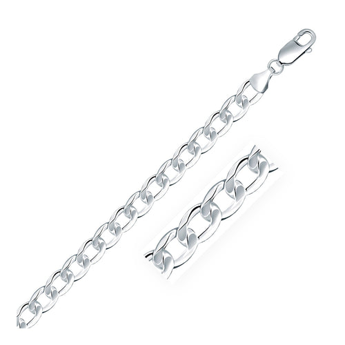 Rhodium Plated Sterling Silver Curb Style Chain (7.90 mm)