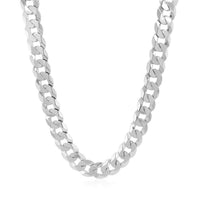 Rhodium Plated Sterling Silver Curb Style Chain (7.90 mm)