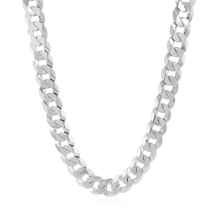 Rhodium Plated Sterling Silver Curb Style Chain (7.90 mm)