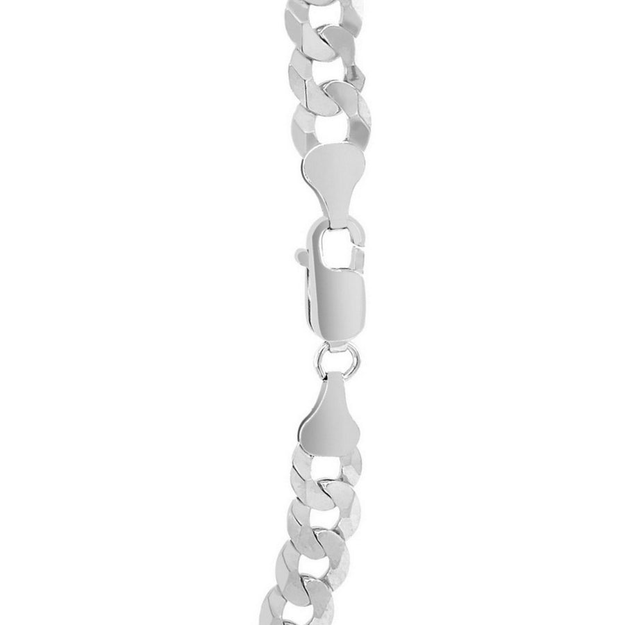 Rhodium Plated Sterling Silver Curb Style Chain (7.90 mm)