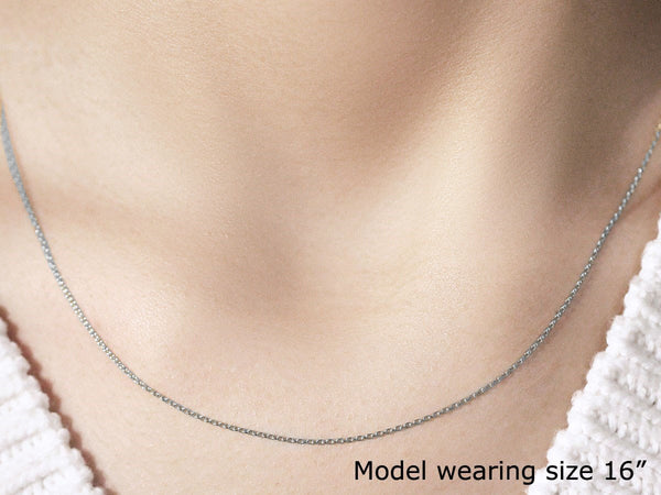 14k White Gold Oval Cable Link Chain (0.97 mm)