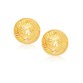 14K yellow gold diamond-cut large stud earrings with sparkle finish