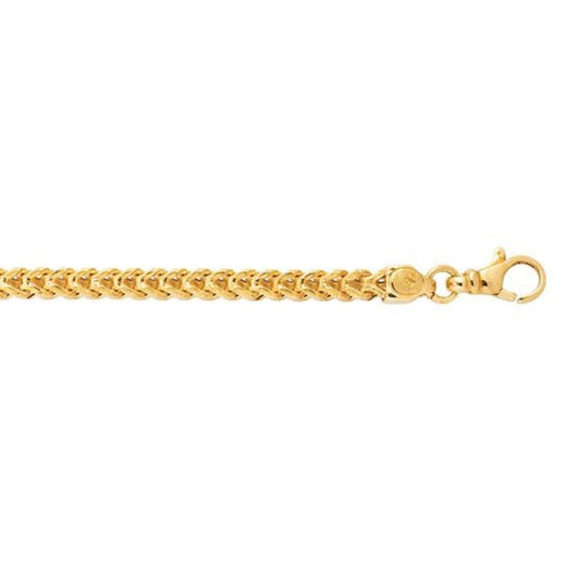 14K yellow gold square Franco chain bracelet, 4.40 mm width