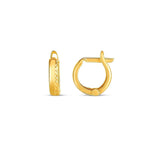 14K yellow gold textured huggie hoop earrings, 3x10mm, without stones thumbnail 1