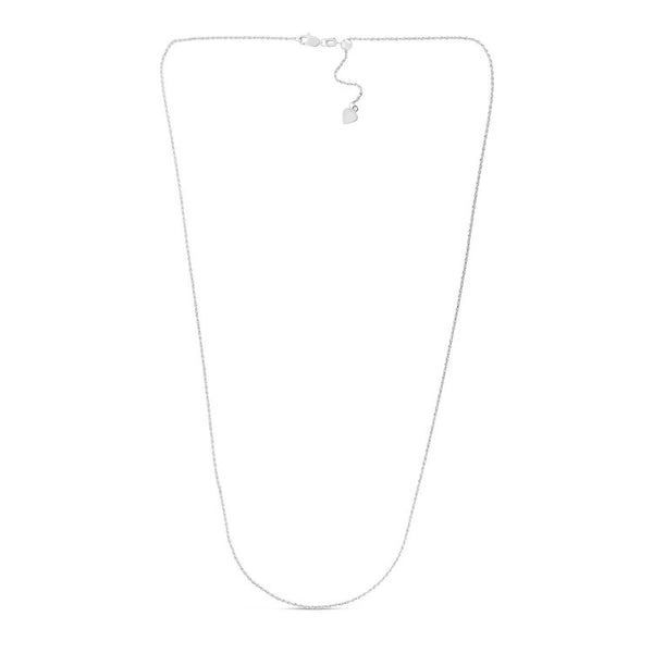 14k White Gold Adjustable Rope Chain 1.0mm