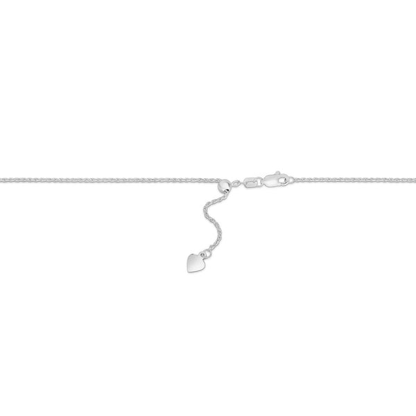 14k White Gold Adjustable Rope Chain 1.0mm